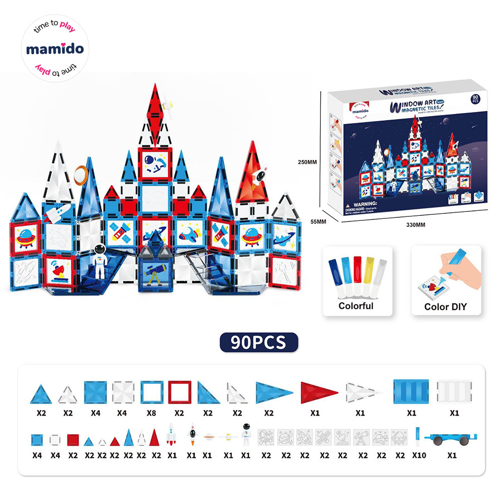 Mamido Magnetická stavebnice vesmír 90 dílů DIY sada Window Art MT1478