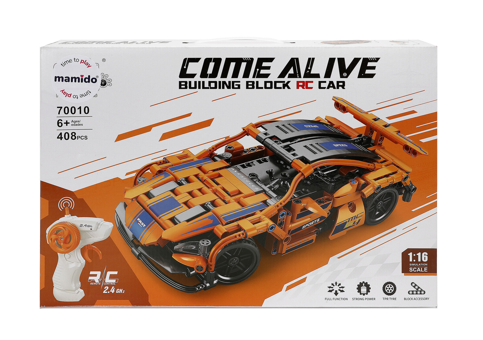 Mamido Technická stavebnice sportovní auto na dálkové ovládání 2,4 HGz 408 dílů 1:16