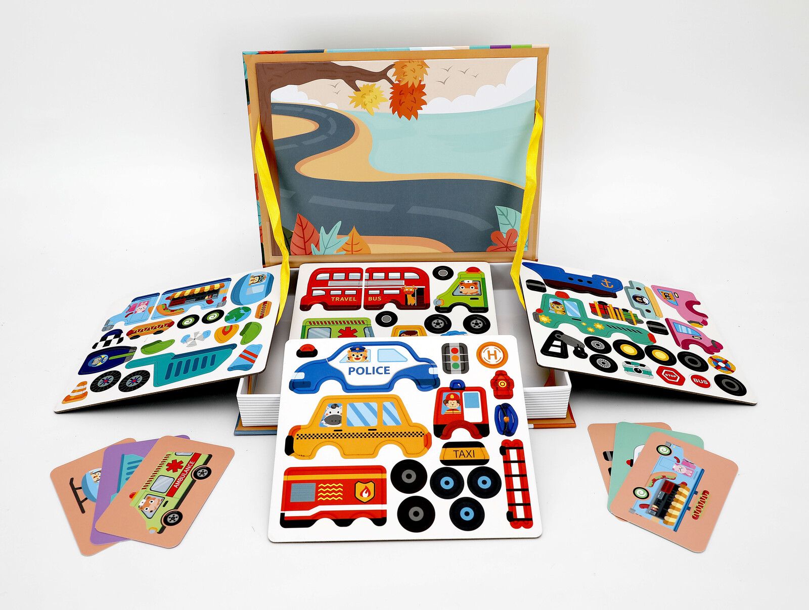 Mamido Puzzle Magnetická kniha dopravní prostředky 66 dílů MT1563