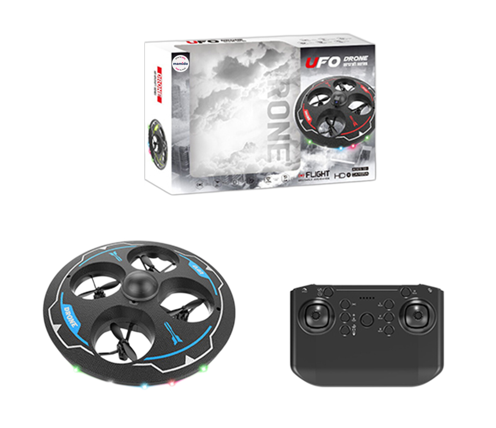 Mamido Dron UFO na dálkové ovládání s LED světly modrý MT1274