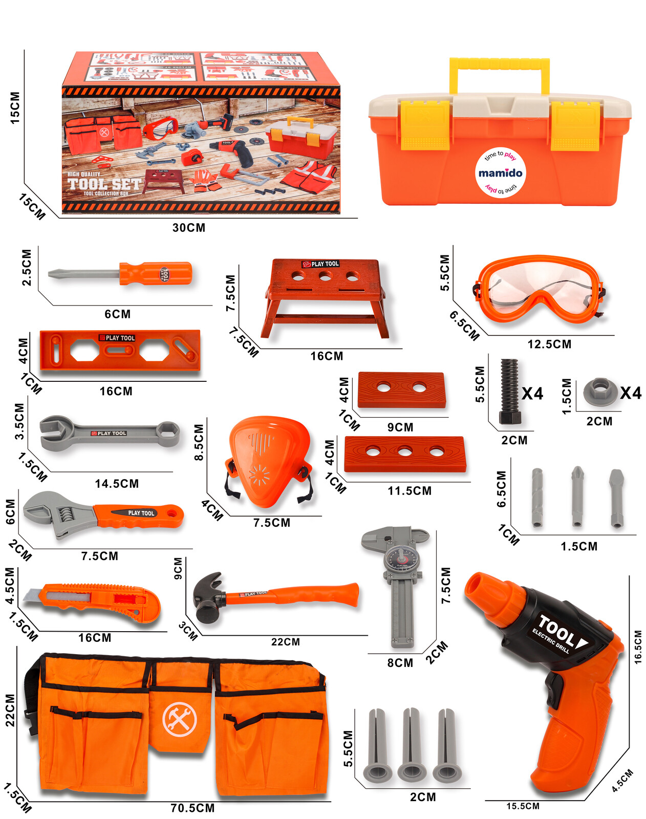 Mamido Profesionální sada nářadí pro kutily v kufříku, sada XL  MT1299