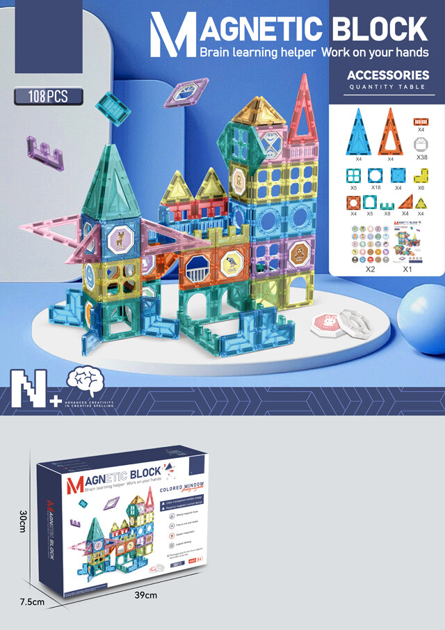 Mamido Barevná magnetická stavebnice 108 dílů MT1588