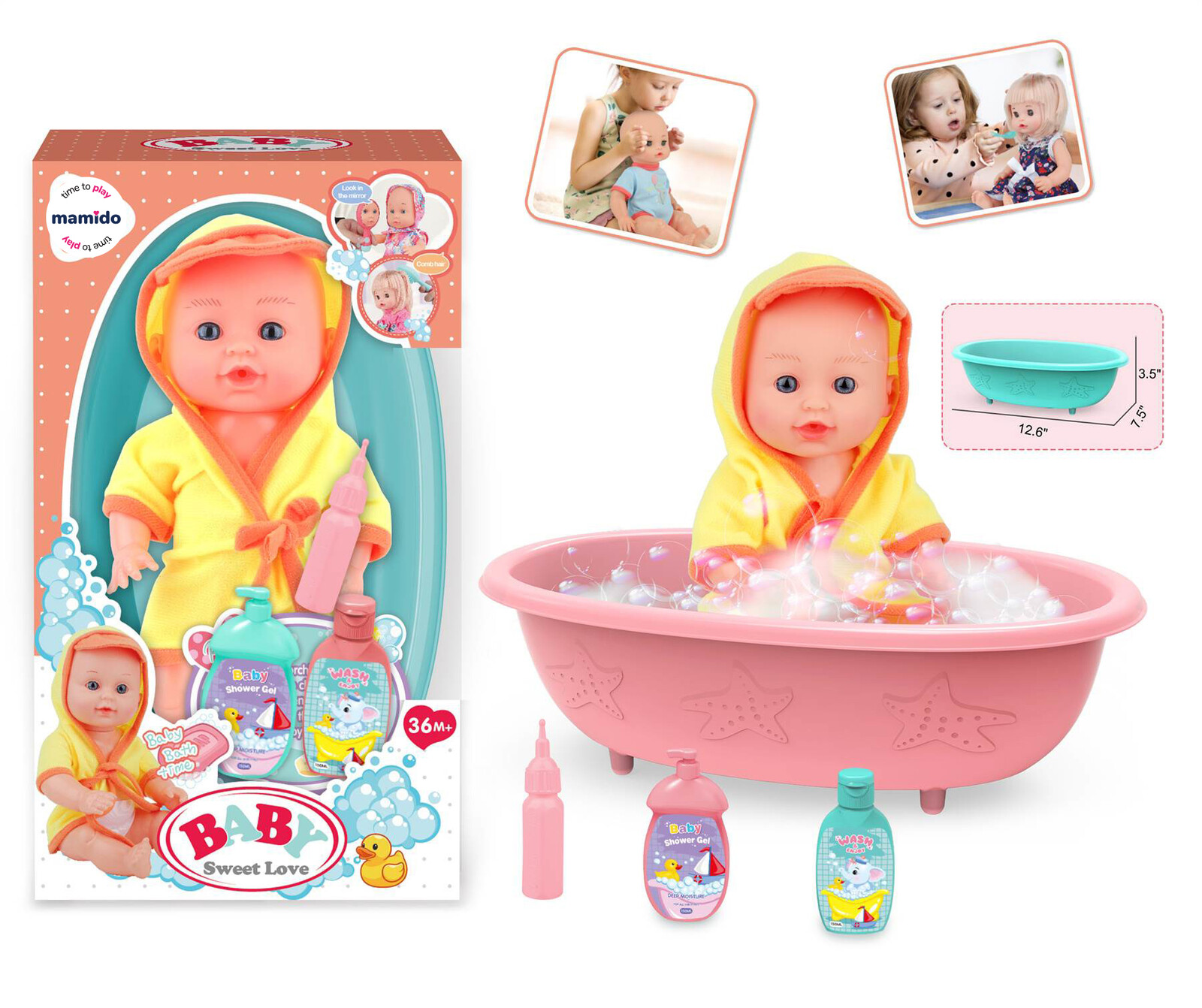 Mamido Panenka miminko s vaničkou Baby Sweet Love MT1592