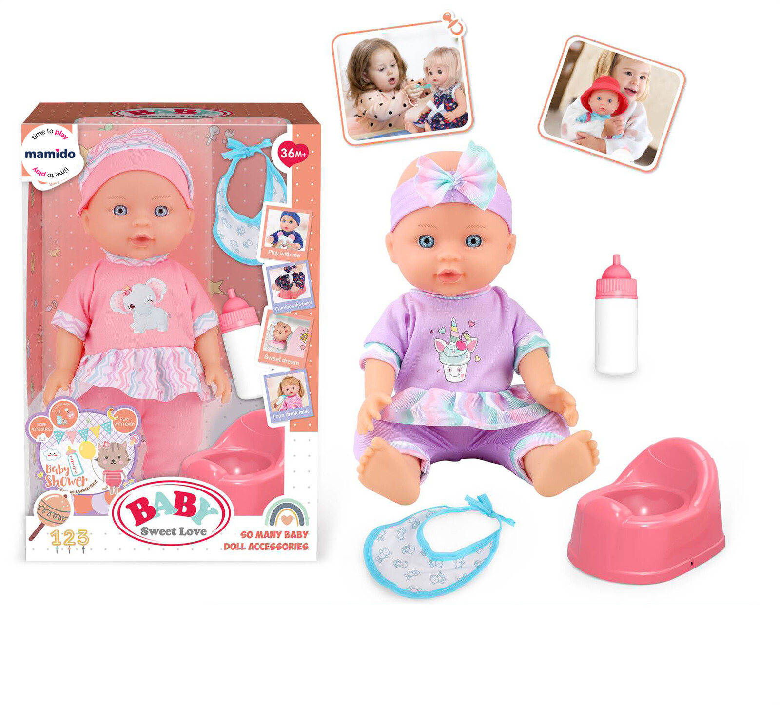 Mamido Panenka miminko s nočníkem a příslušenstvím Baby Sweet Love MT1593