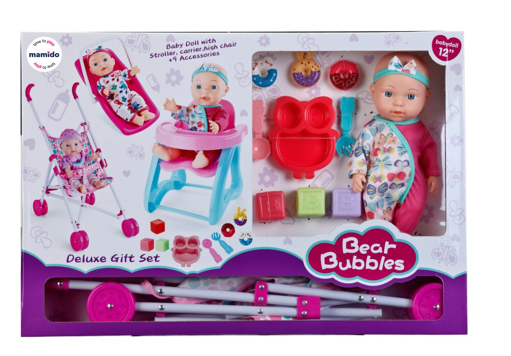 Mamido Panenka miminko s nosítkem, kočářkem, jídelní židličkou a doplňky MT1631