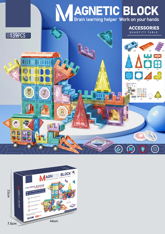 Mamido Barevná magnetická stavebnice s autíčky 139 dílů MT1590