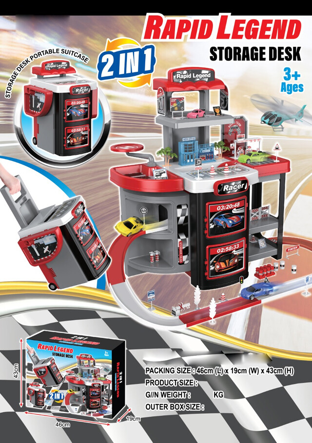 Mamido Závodní stanice a přenosný kufřík 2v1 Rapid Legend, Vícepatrová garáž, Parkoviště MT1622