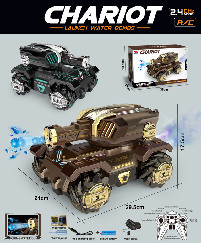 Mamido Tank na dálkové ovládání Chariot Stunt s gelovými náboji, Dálkový ovladač, Ovládání rukou MT1579 RC