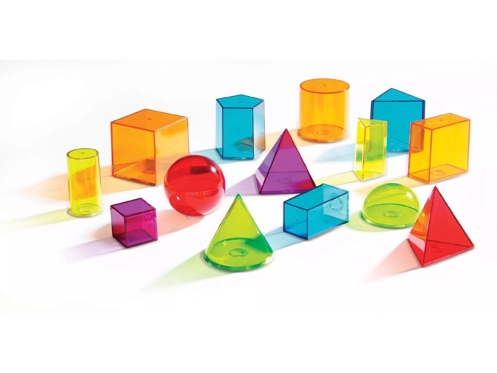 Learning Resources Learning Resources Průhledná barevná geometrická tělesa