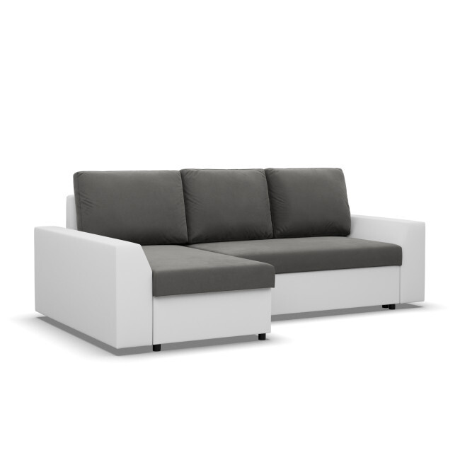 Rohová rozkládací sedačka LUGO tmavě šedá / bílá