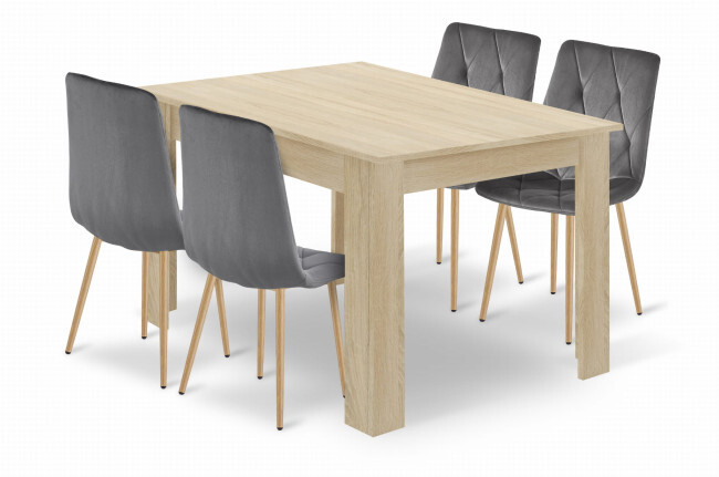 Jídelní stůl NP se čtyřmi židlemi LIBRA šedé