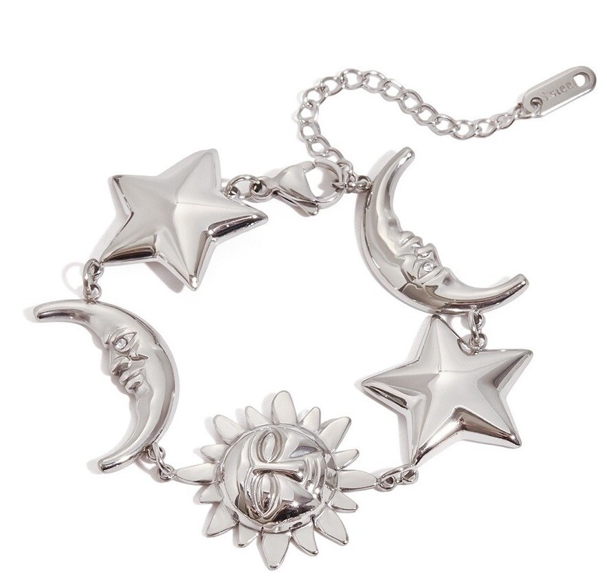 ELENYS Luna Stella – náramek z prémiové oceli Délka náramku: 17+5 cm / max. 22 cm