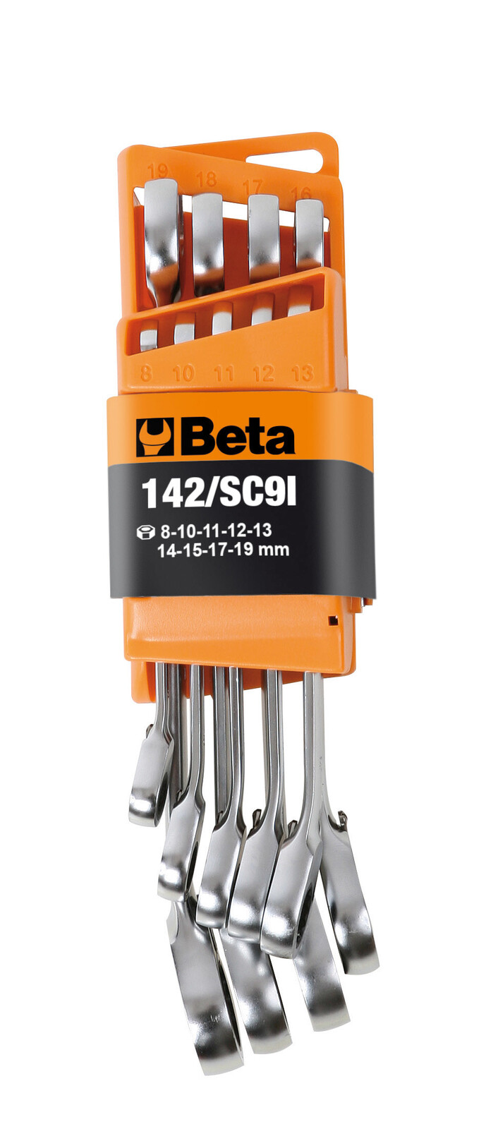 Sada 9 obousměrných ráčnových kombinovaných klíčů s kompaktní opěrou