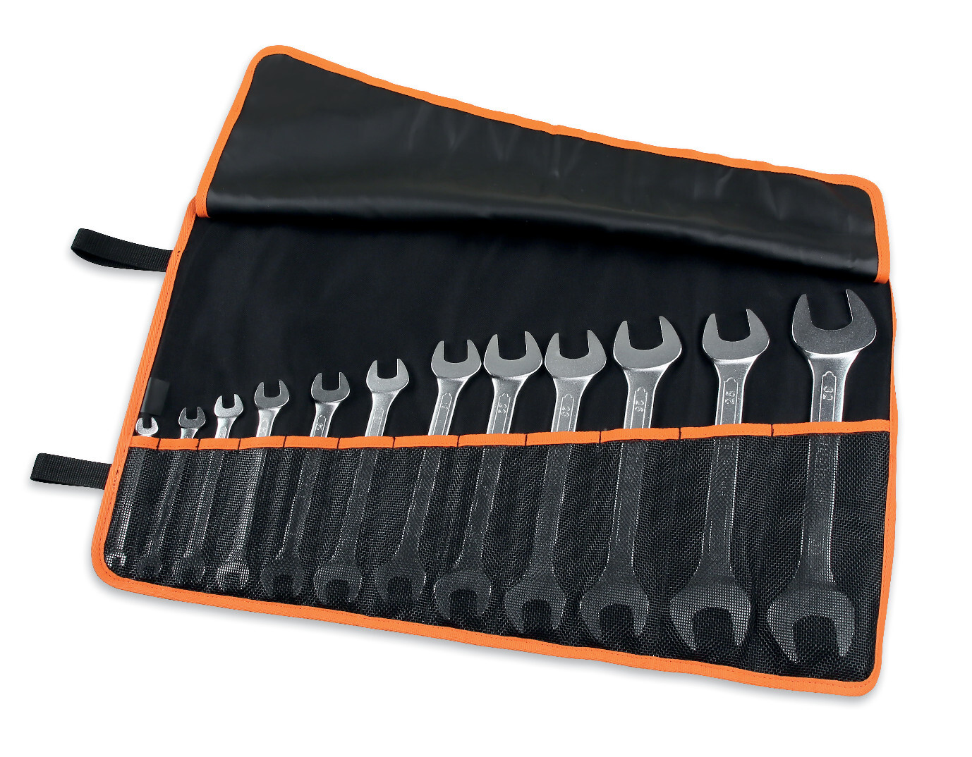 Sada 12 plochých oboustranných klíčů (klíče 55) v rolovacím pouzdře z odolného polyesteru