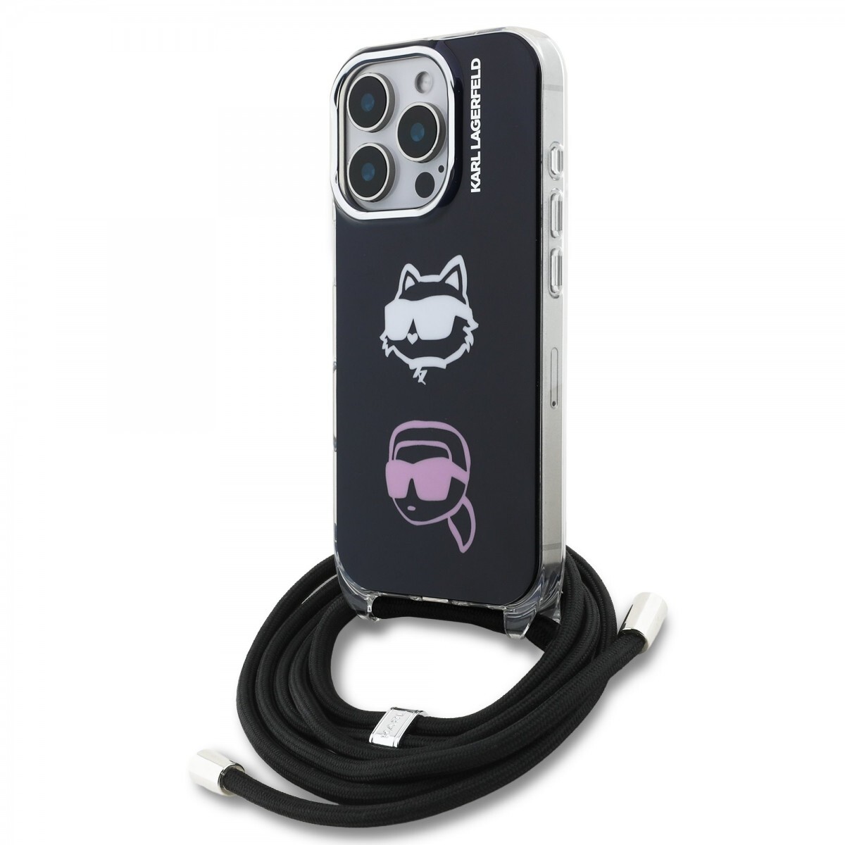 Zadní kryt Karl Lagerfeld IML Crossbody K&CH Heads pro iPhone 16 Pro Black