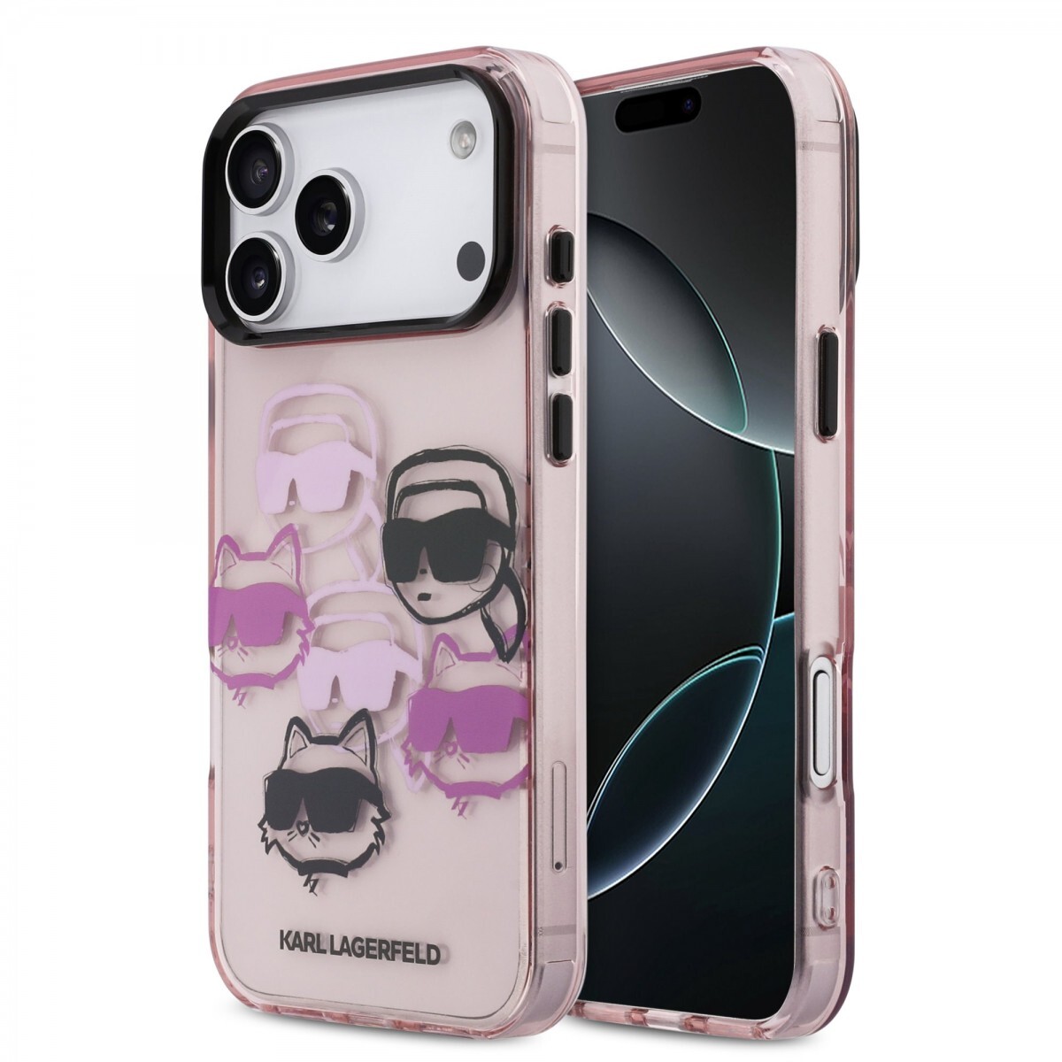 Zadní kryt Karl Lagerfeld IML Multi K&CH Heads pro iPhone 17 Pro Max Pink