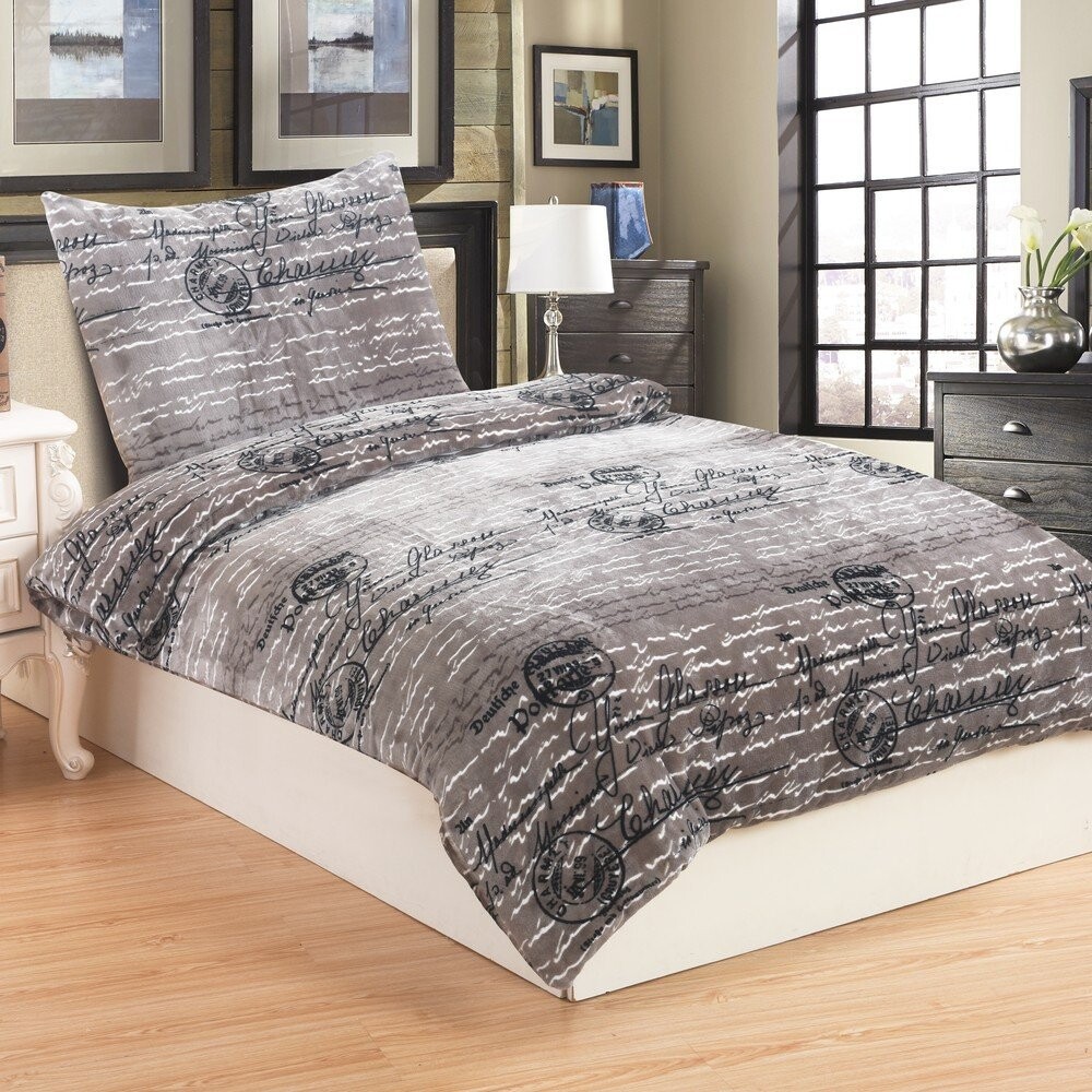 Mikroplyšové povlečení My House Newspaper, 140 x 200 cm