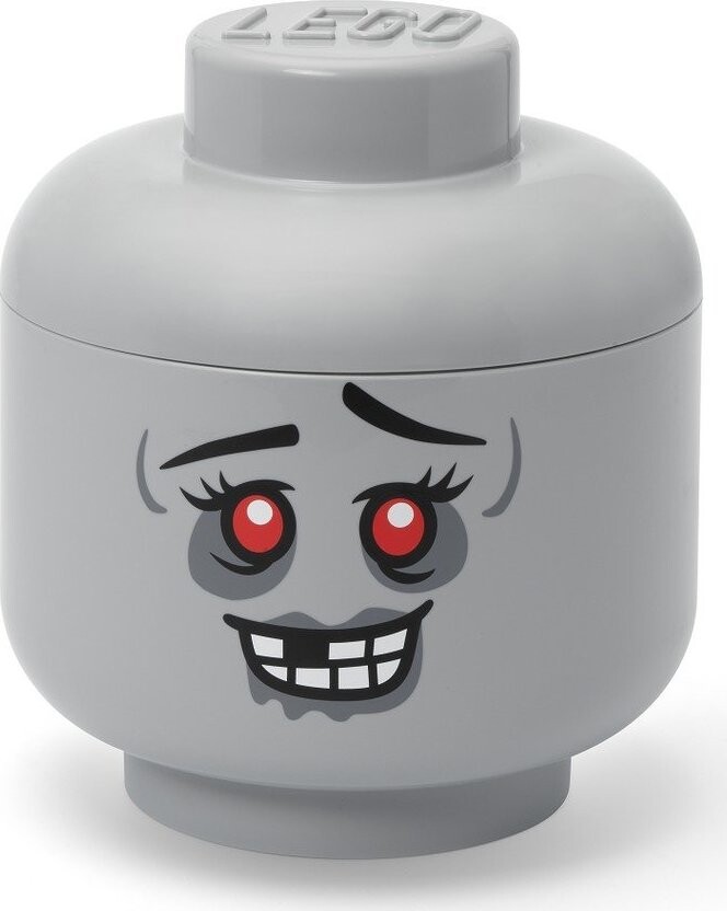 Šedý plastový dětský úložný box ø 24x27 cm Head Zombie L – LEGO®