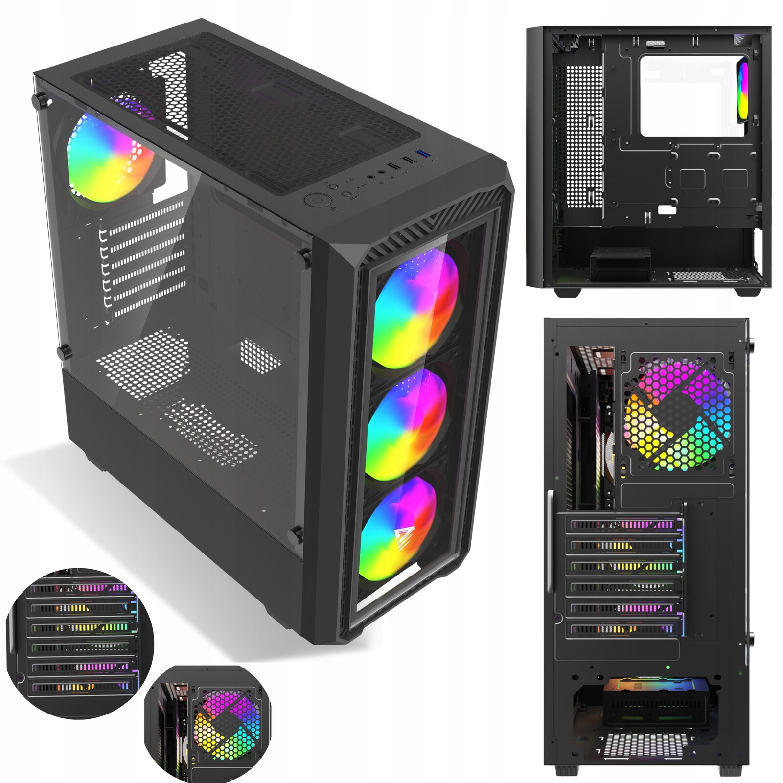 Počítačová Skříň pro počítač Savio Noctis Glass Rgb X1 4 ventilátory Sklo