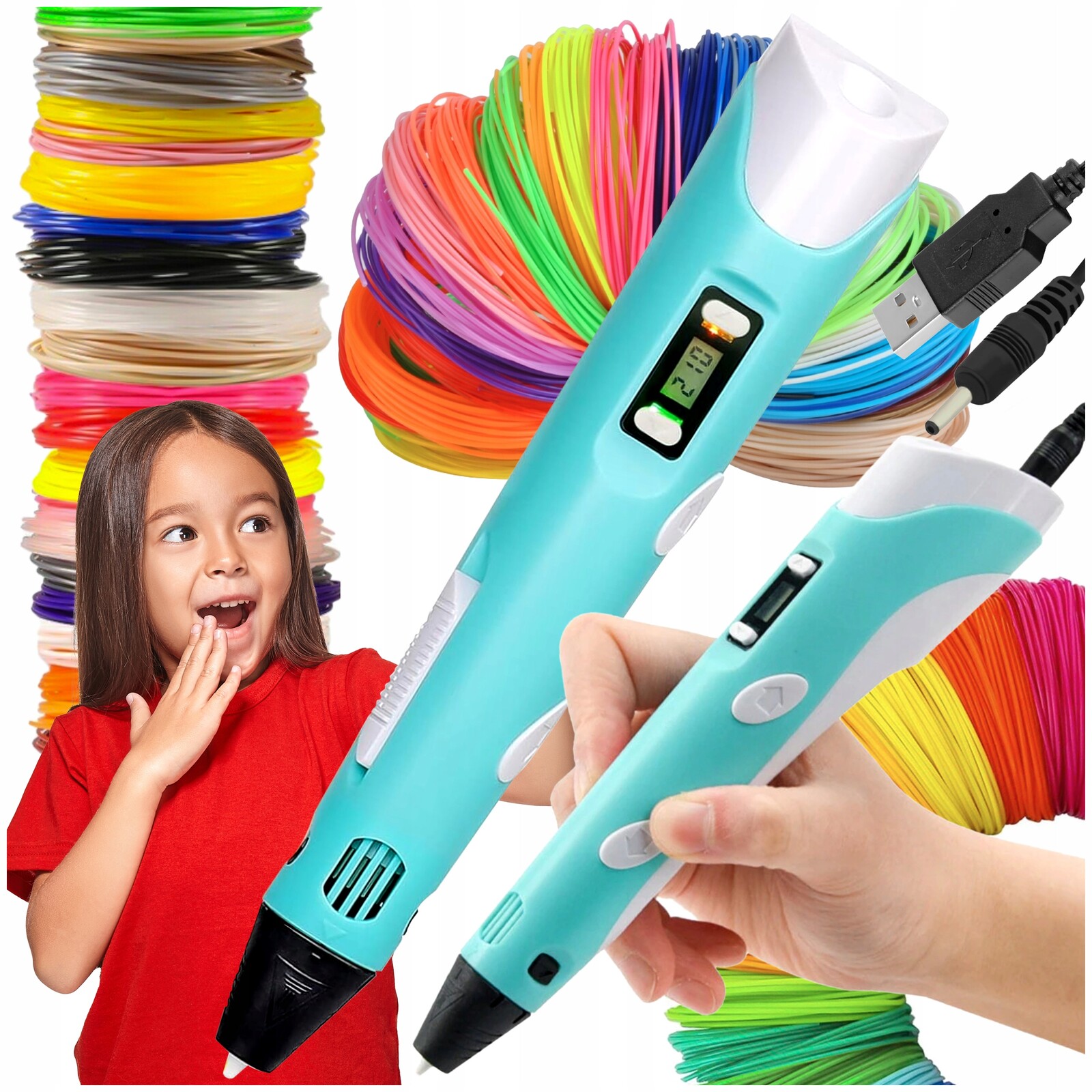 Mini Tiskárna Propiska 3D Děti 3D Pen Magický Filament Pla 110 Metrů