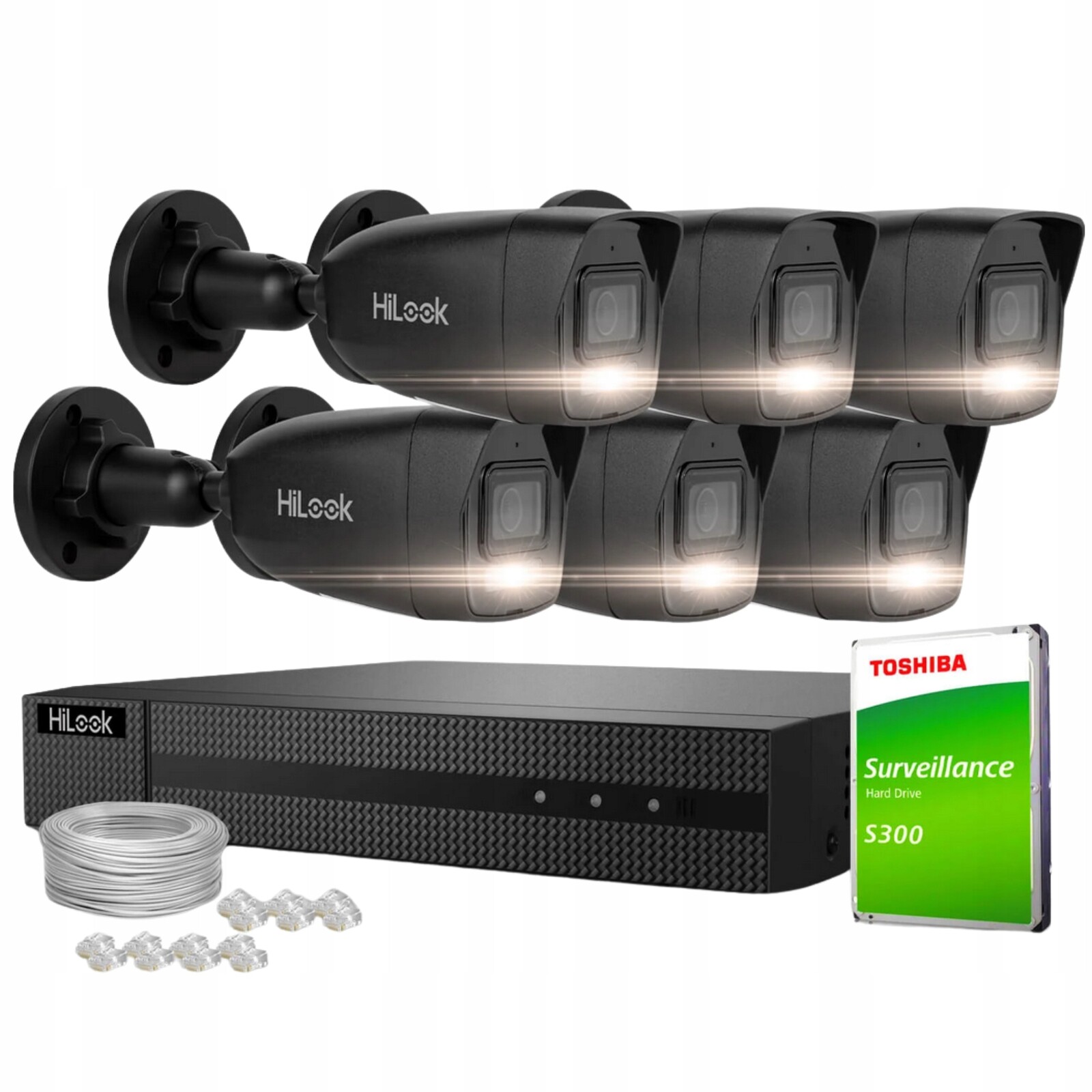 Sada pro monitorování 6x IPCAM-B4-30DL 4MPx Ip Černá Dual-Light detekce