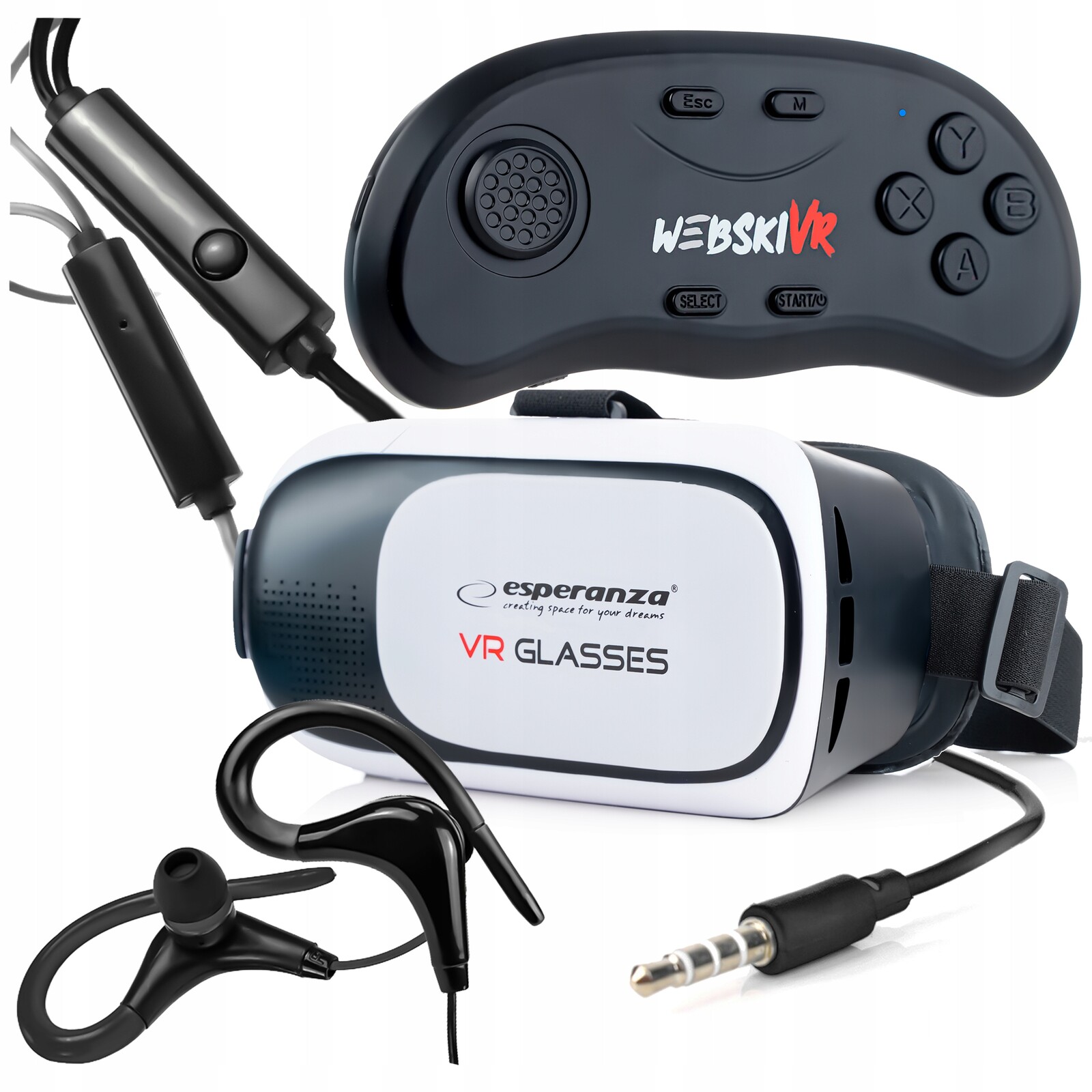 Sada Brýle Vr 360 3D Brýle Pro Telefon S Bt Kontolerem A Sluchátky