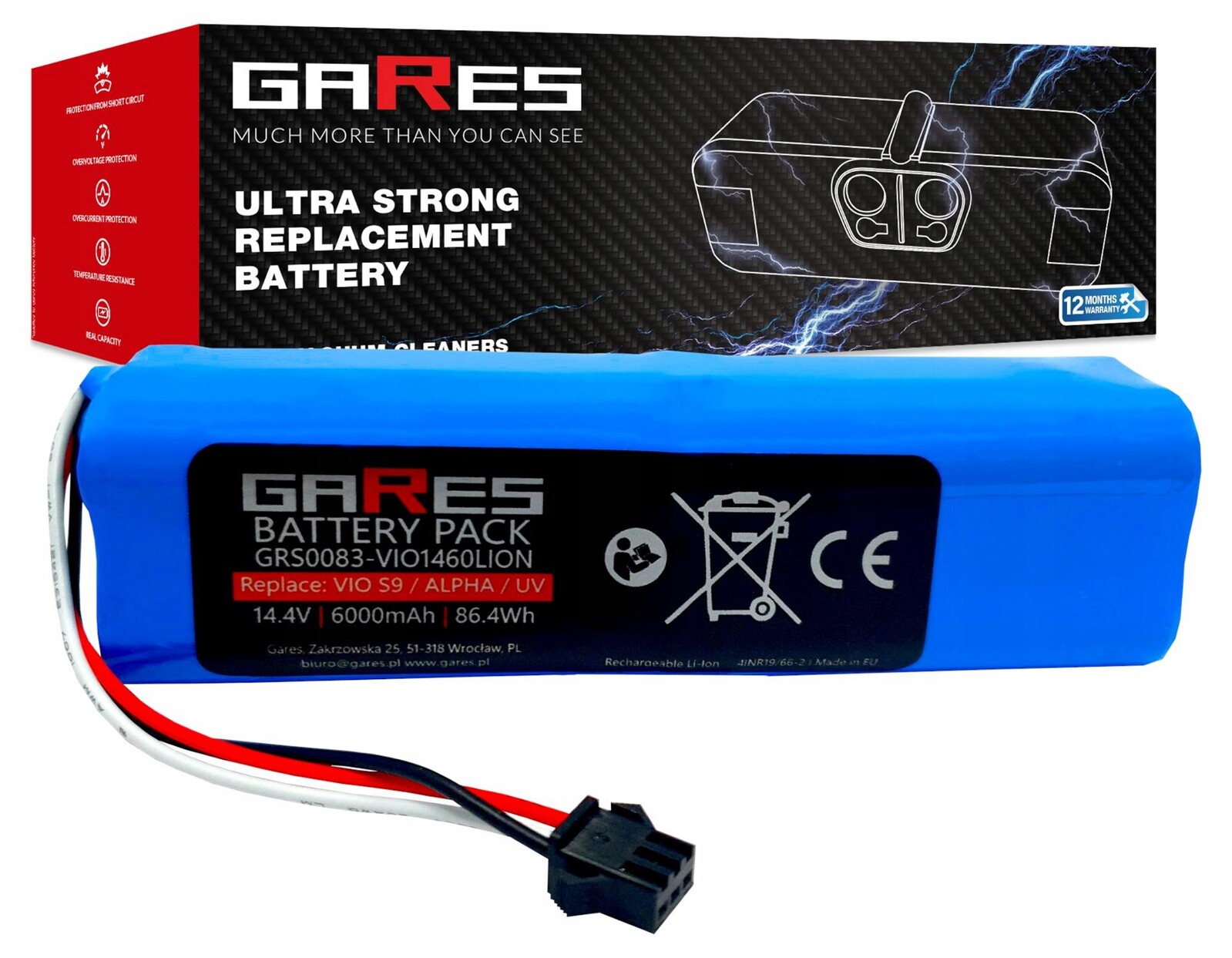 Akumulátor Gares pro Cobbo Pro 27 Pro 27+ Pro 27 Uv 14,4V 6,0Ah