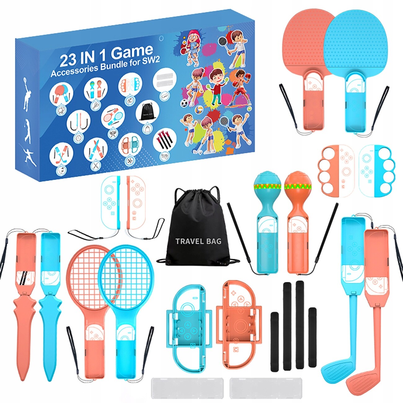 Balíček Příslušenství 23v1 Pro Nintendo Switch 2 Set Oranžová/modrá