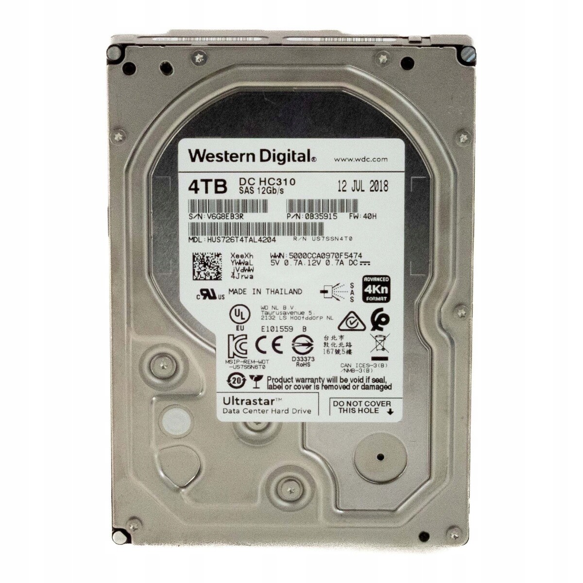 Wd UltraStar DC HC310 4TB 7.2K 256MB SAS-3 3.5'' HUS726T4TAL4204