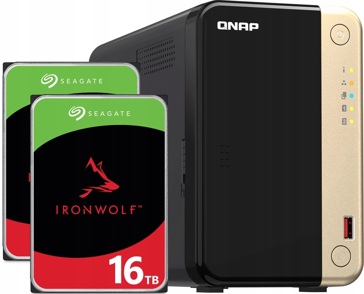 Nas server Qnap TS-264 16GB Ram 32TB Hdd (2x16TB) 2.5GbE Lan