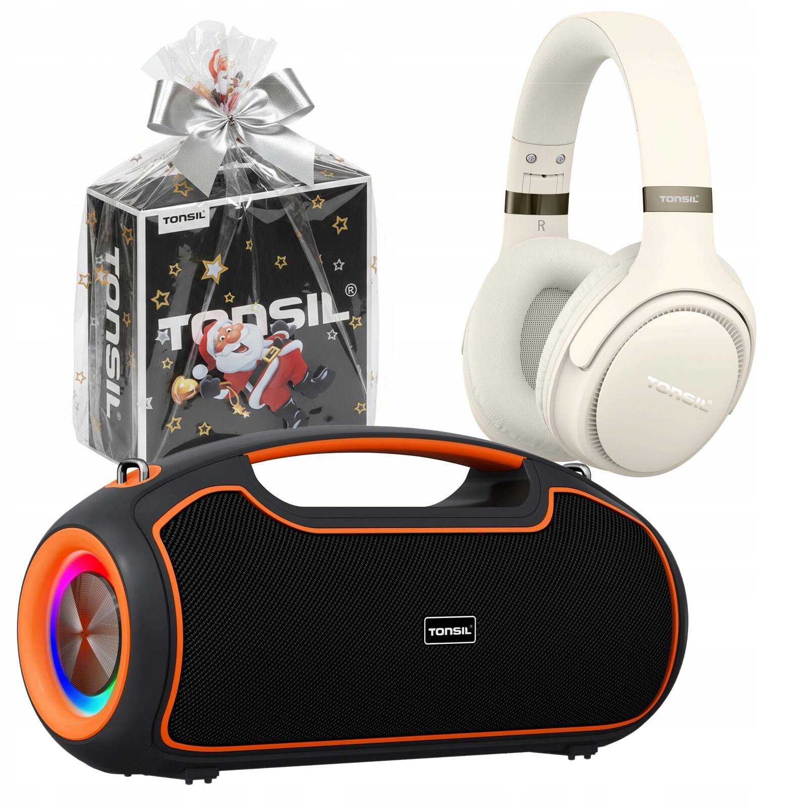 Dárková Sada Tonsil Bluetooth reproduktor Beat 120W sluchátka R35 Béžová