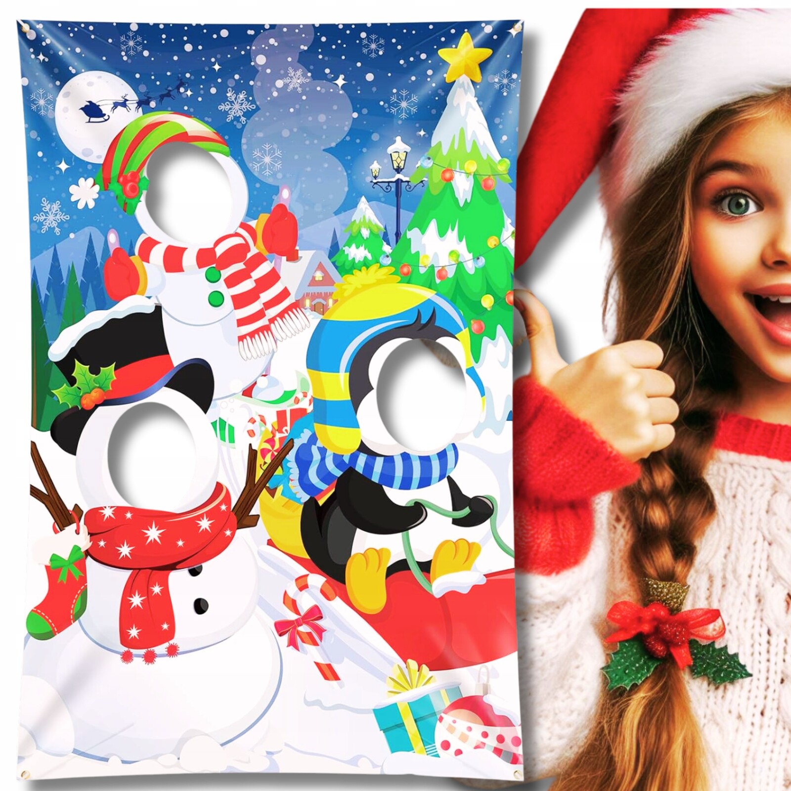 Fotografické pozadí Vánoční banner Otvory pro obličej Foto Dekorace Stěna