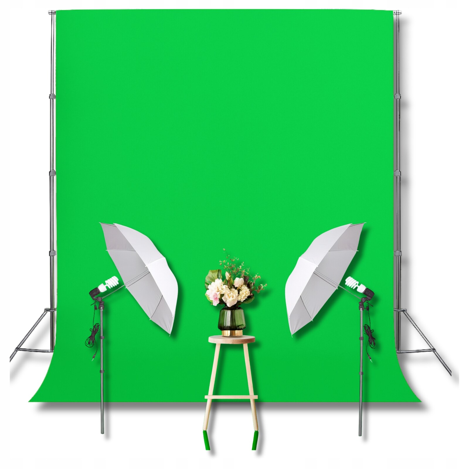 Fotografické pozadí Zelené 150x220 cm Screen Látkové Bavlněné Pro Studium