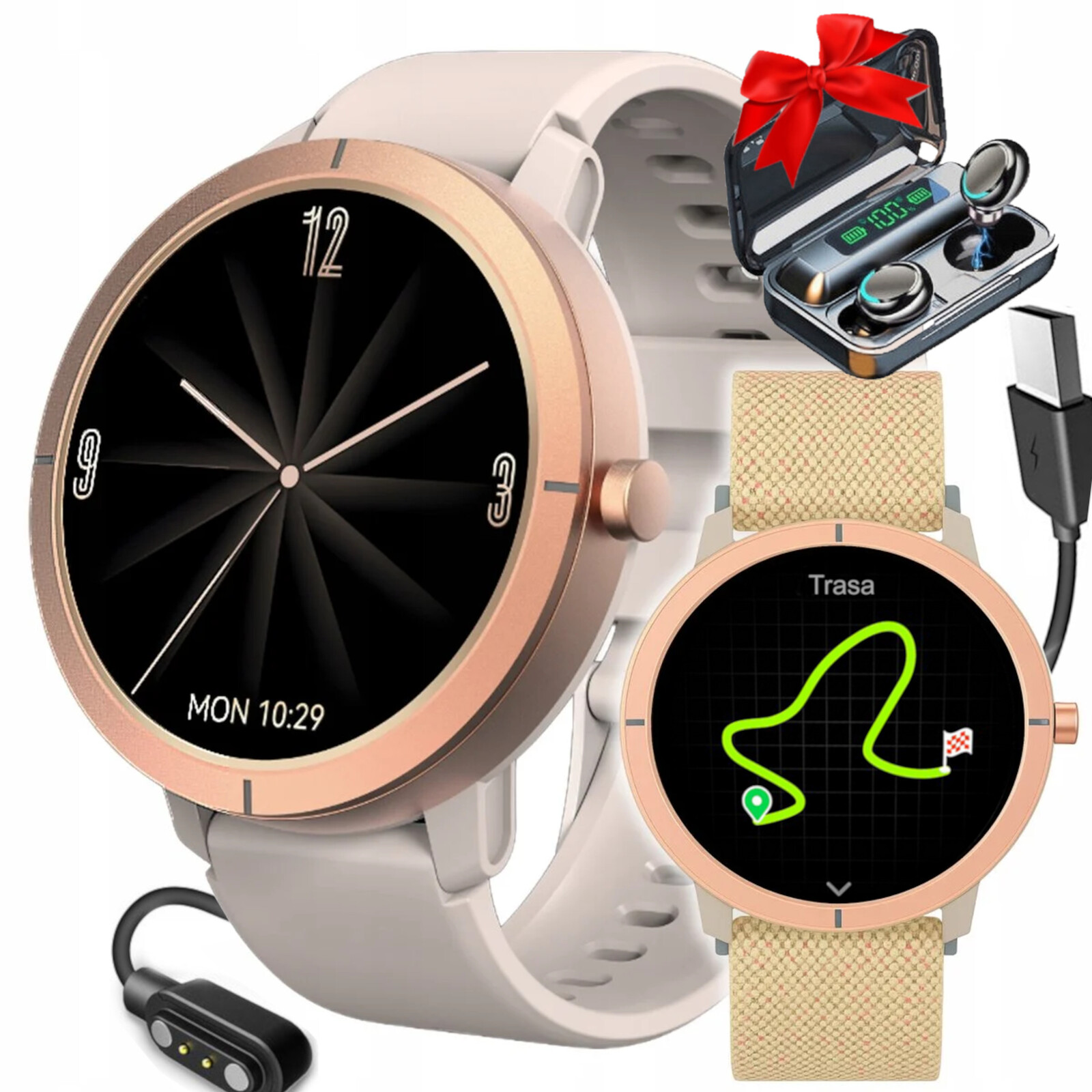 Chytré Hodinky Dámské Vodotěsné Hodinky Gps Menu Pl Amoled Hovory Sluchátka