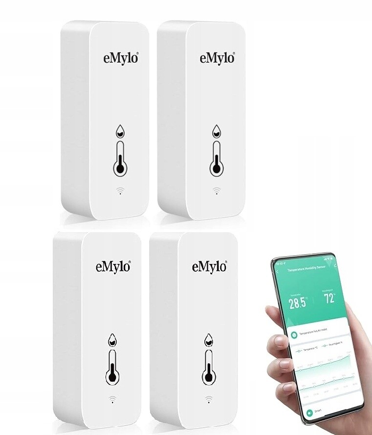 Teploměr eMylo pro vnitřní i venkovní použití, teploměr WiFi, vlhkoměr 2ks