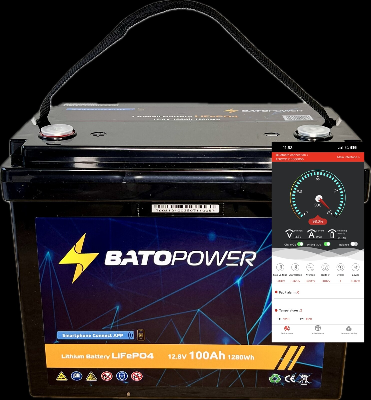 Akumulátor LIFEPO4 100Ah Bms 12V 100Ah Bluetooth je lepší než Agm