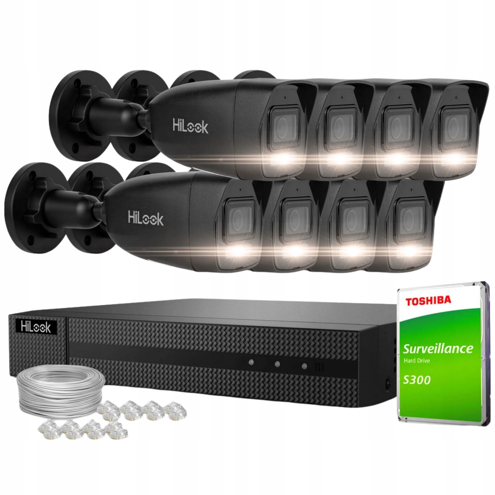 Sada pro monitorování 8x IPCAM-B4-30DL 4MPx Ip Černá Dual-Light detekce