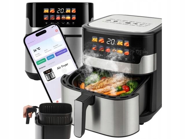Air Fryer Beztuková Fritéza Wifi 6.5 L. S LCD Displejem 10 Menu