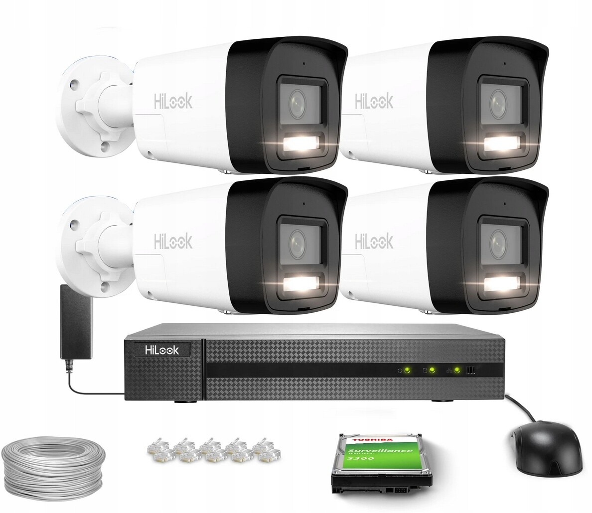 Sada pro monitorování 4x IPCAM-B6-30DL/A Ip 6Mpx PoE HiLook Mikrofon SlotSD