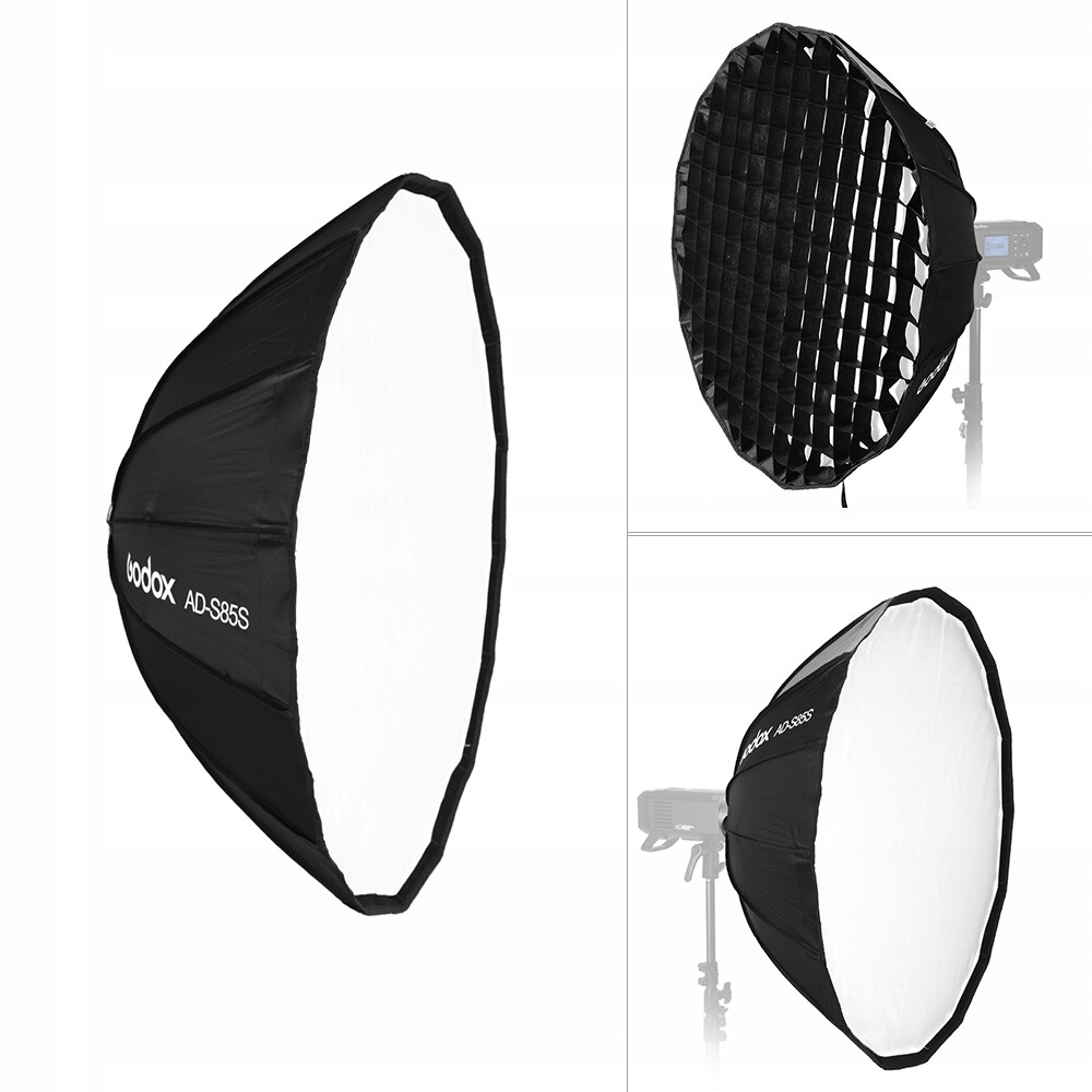 Godox AD-S85S 85cm/33,5in Přenosný hluboký parabolický softboxový deštník