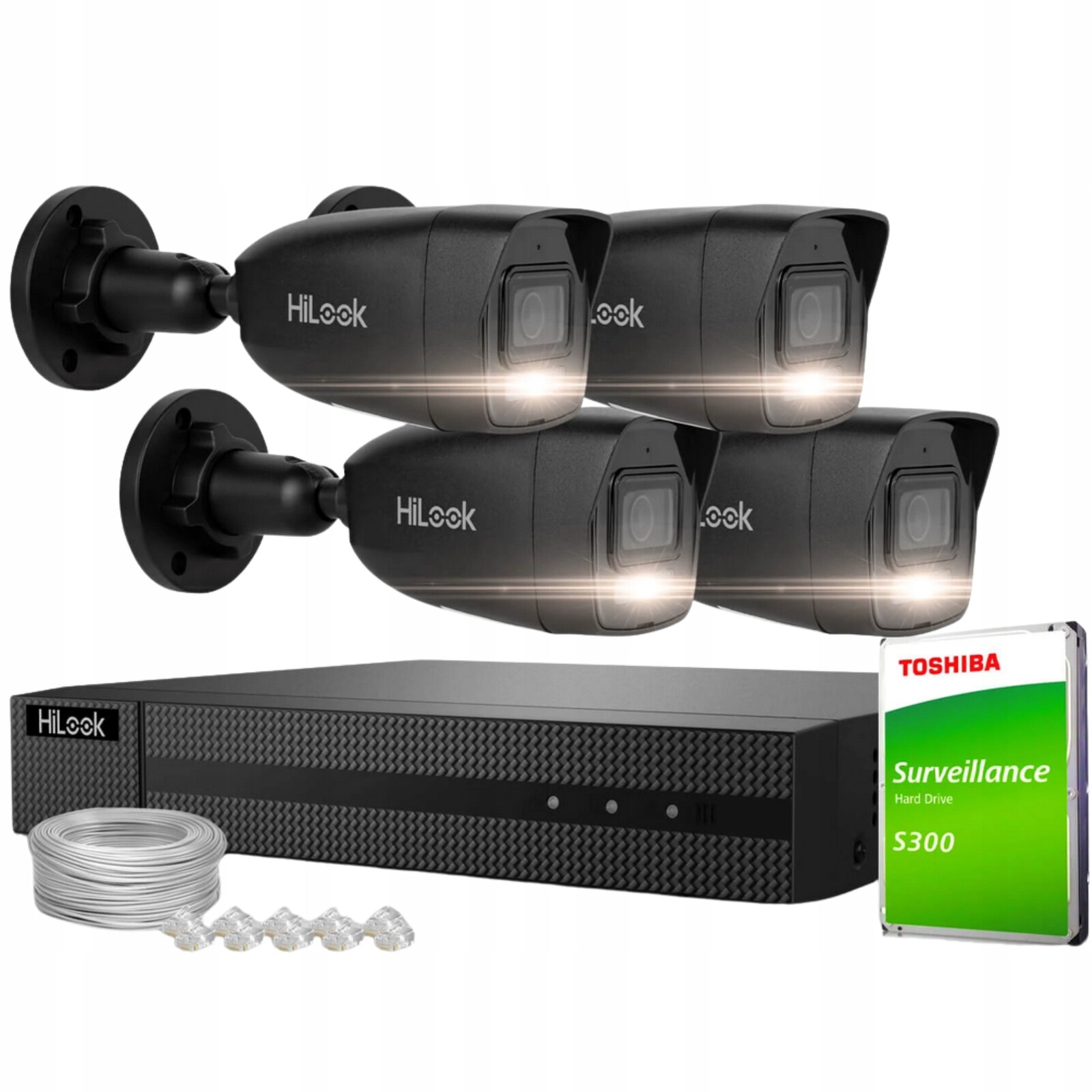 Sada pro monitorování 4x IPCAM-B4-30DL 4MPx Ip Černá Dual-Light detekce