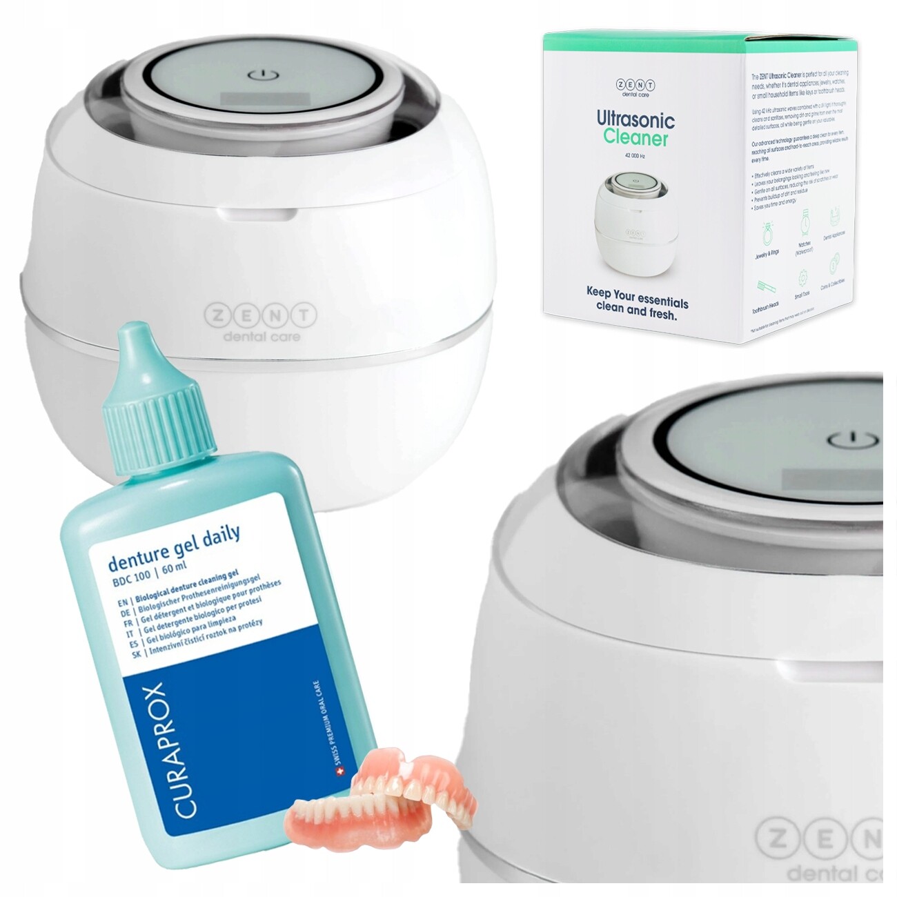 Ultrazvuková myčka gel na protézy – hygienická sada jako dárek