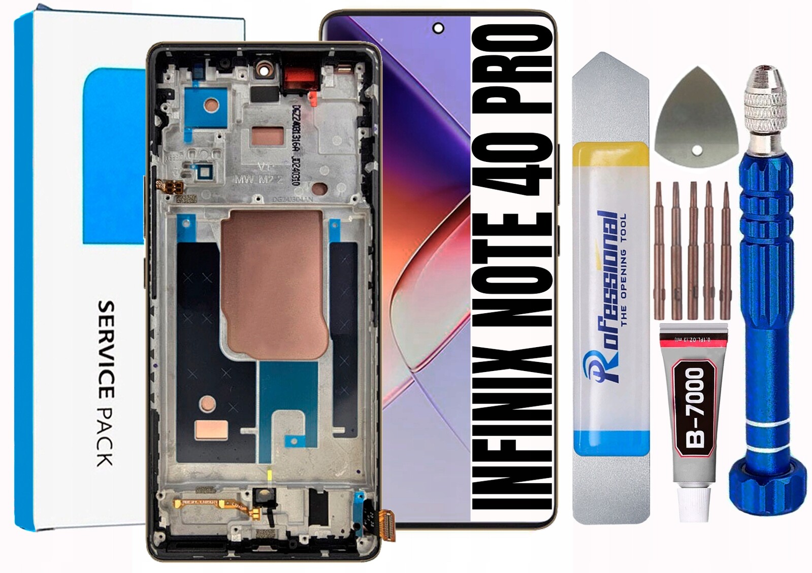 Displej Pro Infinix Note 40 Pro 4G 5G Originál LCD Rámeček Zlatý