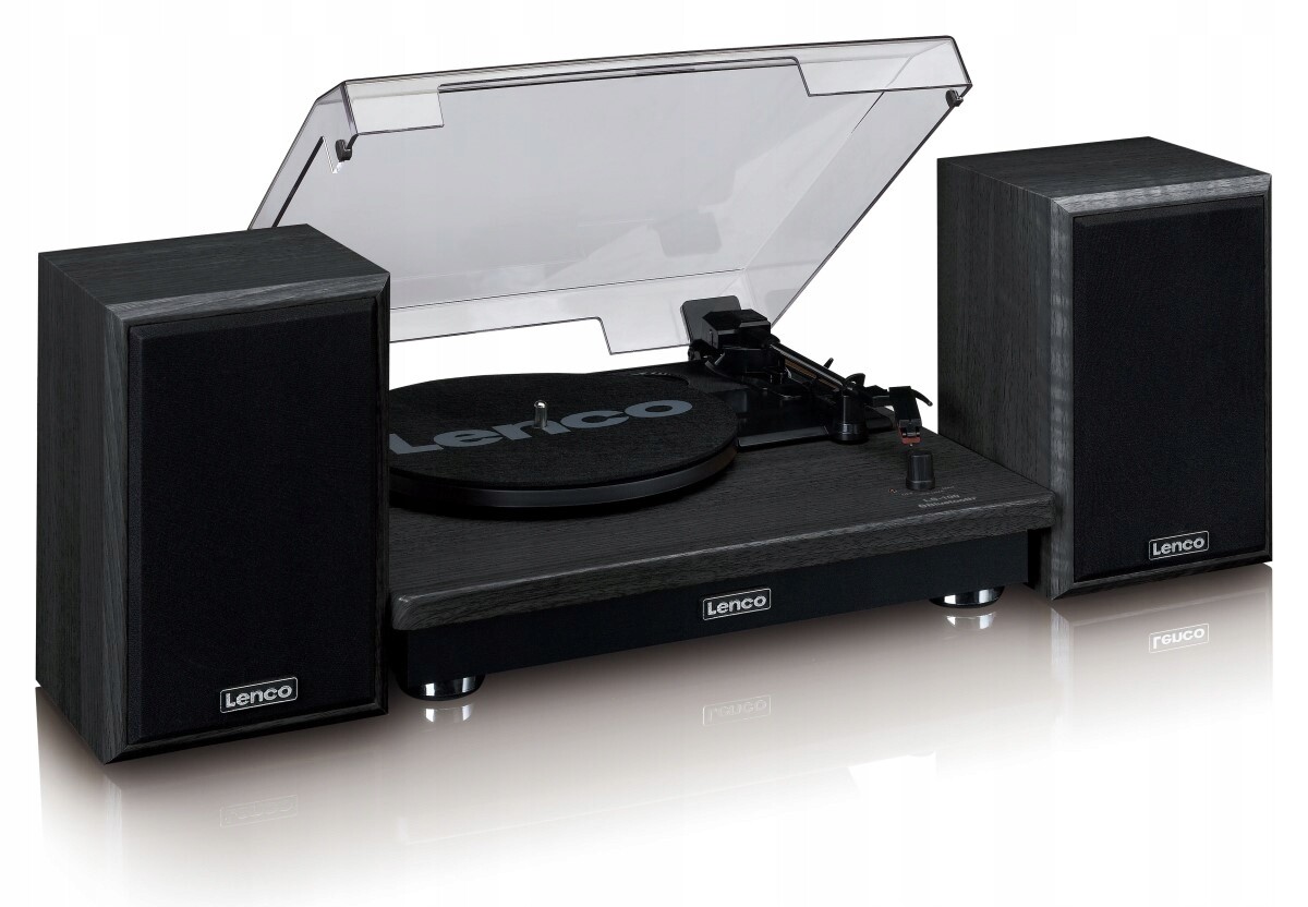 Gramofon s reproduktory Lenco LS-100BK a Bluetooth přijímačem Barva: Černá