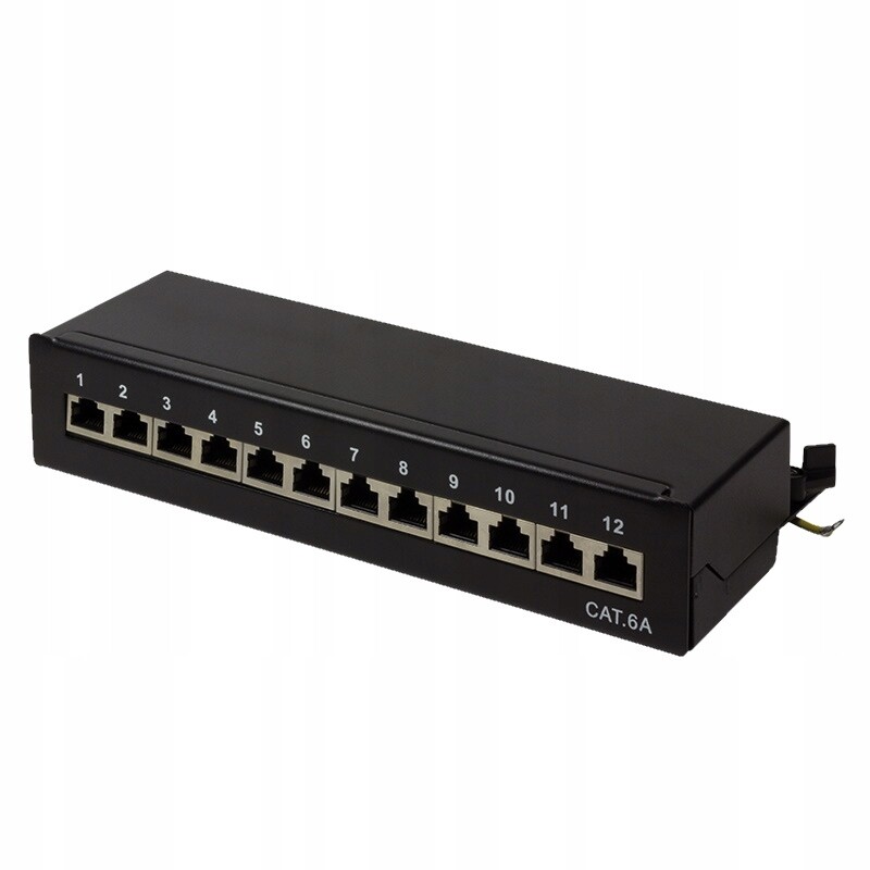 PatchPanel Desktop RJ45 12x Stp Cat 6A Černý