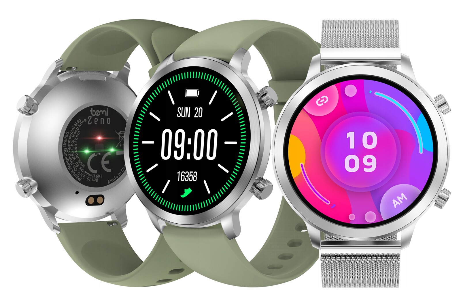 Chytré Hodinky Bemi Zeno Ai Chat DaGPT 1.43 Amoled Dámské 2 Pásky SpO2 Stříbrné