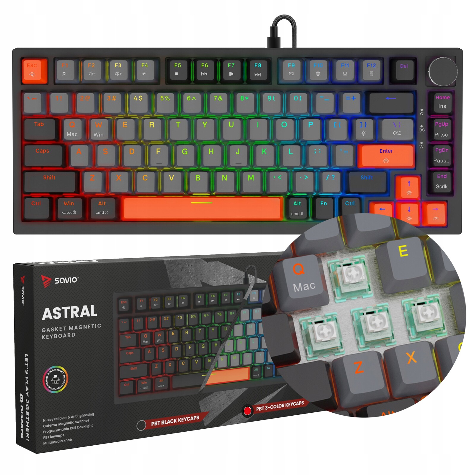 Magnetická klávesnice Astral Outemu White Jade Černá 3 barvy kláves