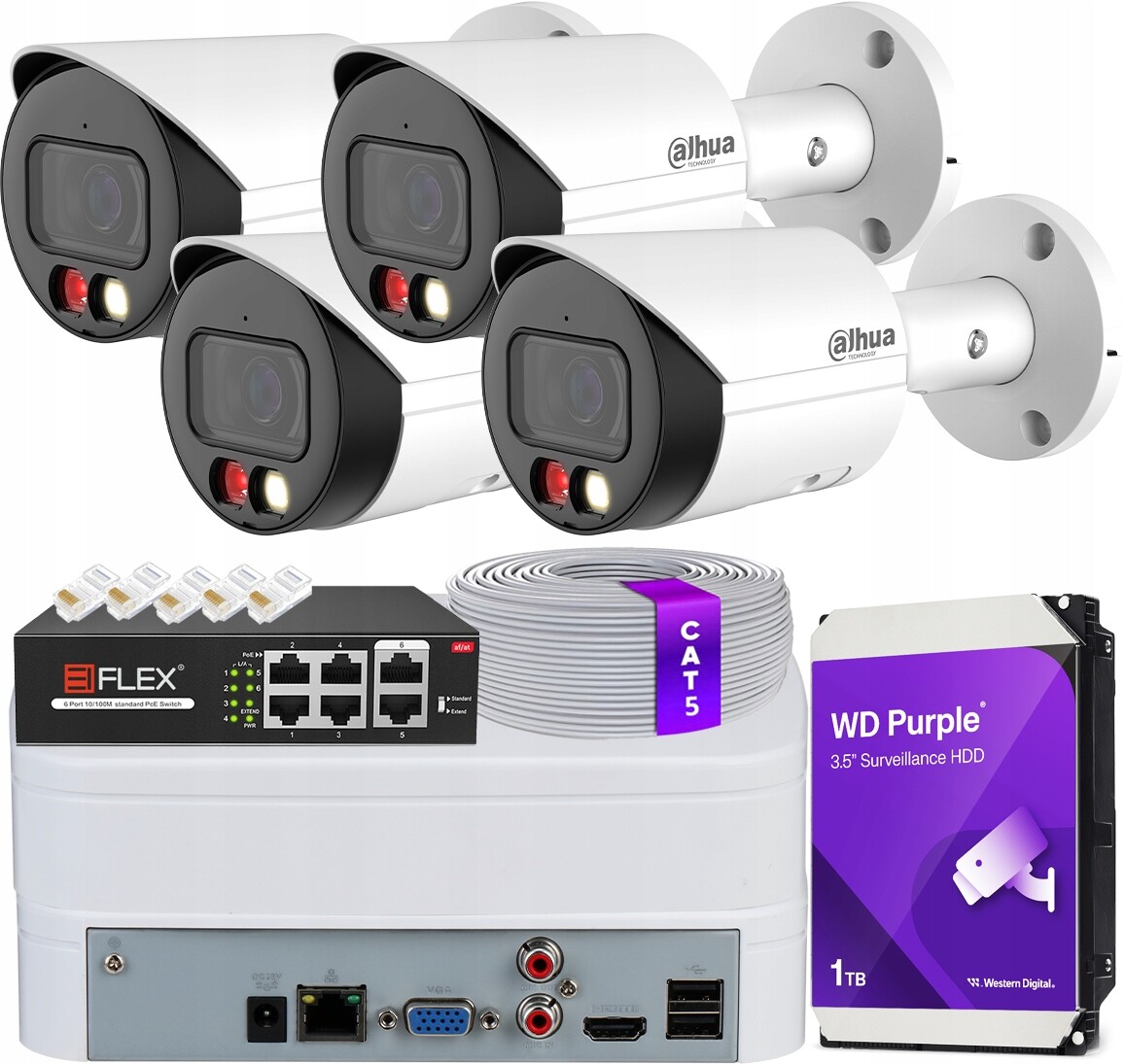 Monitorovací sada 4 kamer IPC-HFW2849S-S-IL-0280B 8Mpx Smart Dual Light