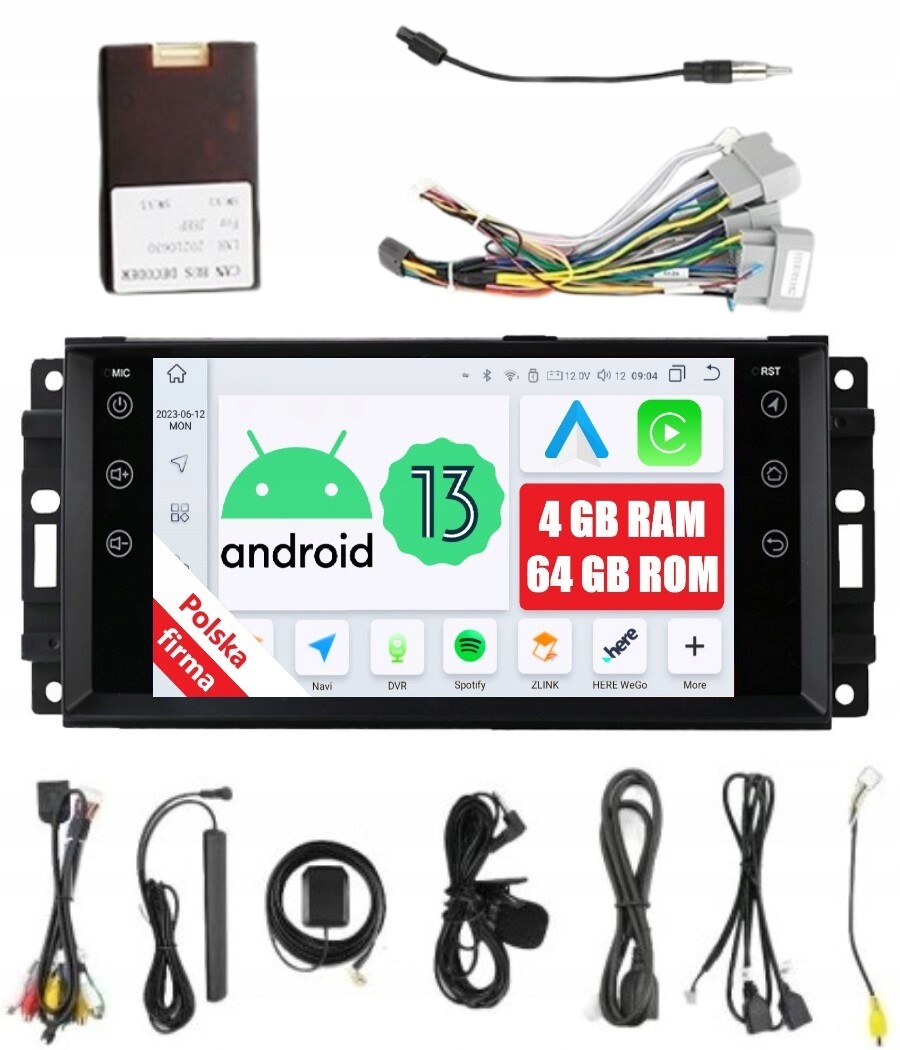 Rádio 2DIN Navigace Android Jeep 3/32 Gb Dsp Lte Carplay