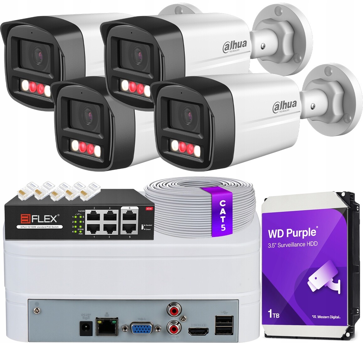 Monitorovací sada 4 kamer IPC-HFW1439TL1-A-IL 4Mpx Smart Dual Light Smd